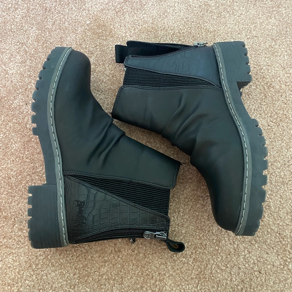 Black Ankle Boots with Croc Texture